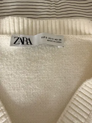 ZARA Cropped Cable Knit Sweater Cream thumbnail 3