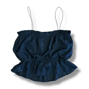 Lulus Black Peplum Cami Top Women’s Small Textured Sheer Stripe Ruffle‎ Hem thumbnail 4