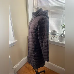 Patagonia Women’s black hooded long down puffer full zip jacket size M thumbnail 6
