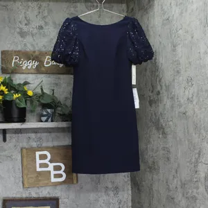 NWT Eliza J Sequined Puff-Sleeve Boat-Neck Sheath Dress EJ4M3056 Navy Blue 2 thumbnail 4