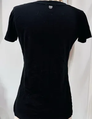 Forever 21 Black Solid V-Neck Short Sleeve Top thumbnail 4