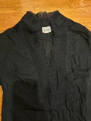 Vintage Converse One Star rare boho Lace front pipe Long sleeve, top/blouse S thumbnail 10