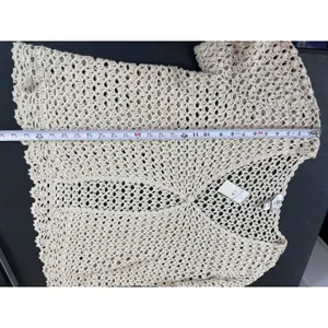VTG CJ Bank Beige Open Knit Hand Crochet 2X Top NWT Beachy Coastal READ thumbnail 9