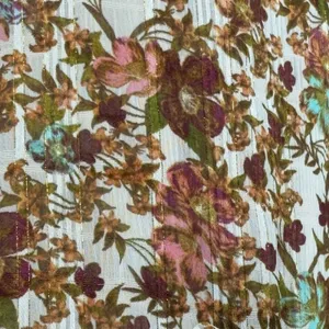 Taylor Floral High-Low Midi Dress‎ 8 Brown Gold Metallic Boho Puff Sleeve thumbnail 5