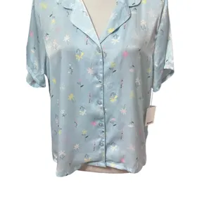 Abound Satin Floral Print Pajama Shirt M NWT Button Front Sleepwear Comfortable thumbnail 4