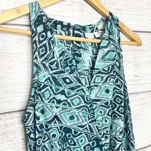 New York & Company Teal Blue Tribal Print Halter Top Wrap Blouse Size Medium thumbnail 4