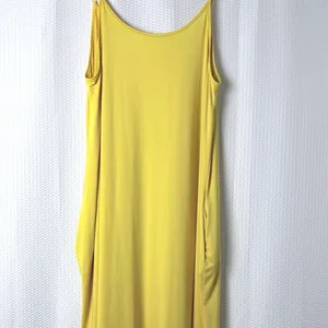 Resortwear Maxi Dress Women XL Yellow Beach Flowy Slip Straps Pockets Stretch thumbnail 4