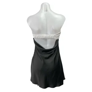 Princess Polly Black Strapless Tube Bandeau Cutout A Line Mini Dress Size 4 thumbnail 3
