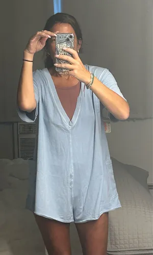 Free People Movement Hot Shot Tee Romper Steel XS Oversized NWT thumbnail 1