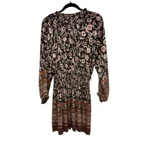 Anthropologie Current Air Alyce Brown Floral Mini Dress thumbnail 4