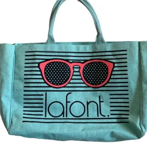 lafont. Large green striped tote bag thumbnail 1