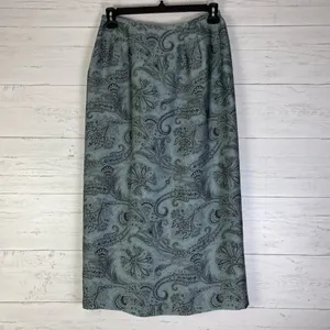 Vintage Kasper & Company Gray/black paisley wrap maxi skirt size 12 thumbnail 3