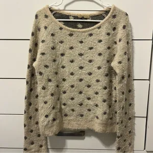 Anthropologie Moth Dotted Woolly Sweater Tan Size L thumbnail 1