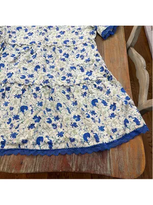 Tuckernuck Crawford Dress Bluebird Melody Linen Cotton Floral Lace Tiered XXL thumbnail 6
