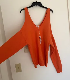 Free People New orange open shoulder sweater thumbnail 1