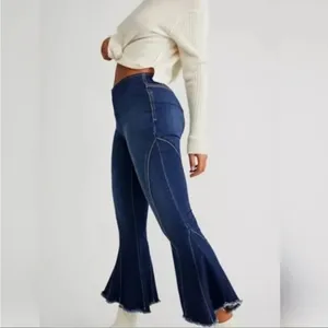 We The Free People Curvy Last Dance Low Rise Flare Pull On Jean Dark Blue 35 NWT thumbnail 11