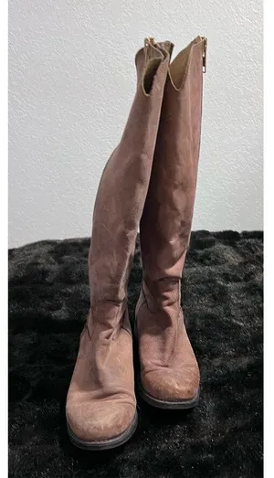 Steve Madden Women 6 Brown Nubuck Leather Riding Harness Boots Zipper thumbnail 3
