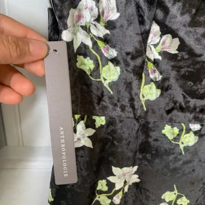 Anthropologie Hutch black velvet floral midi dress‎ small spring wedding guest thumbnail 6