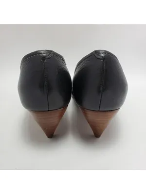 Chloe Leather Buckle Peep Toes Kitten Heels Slip On Pumps Size 37 Black thumbnail 8