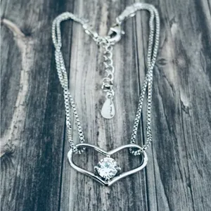 Zirconia Heart Bracelet Silver thumbnail 3