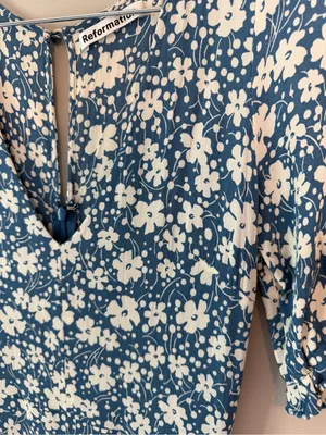 Reformation Nantes Midi Dress Blue Floral Mari Print 4 thumbnail 5