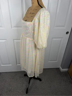 Altar’d State Pastel Floral Sequin Mesh Mini Dress Size M NWOT thumbnail 7