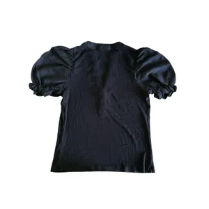 Tuckernuck Pomander Place Livia Top Small Black Henley Puff Sleeve Knit Ribbed thumbnail 5