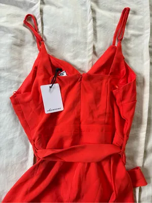 These Three Boutique Bright Red Sleeveless Wrap Romper thumbnail 2