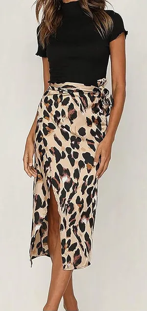 Leopard maxi skirt Brown thumbnail 1