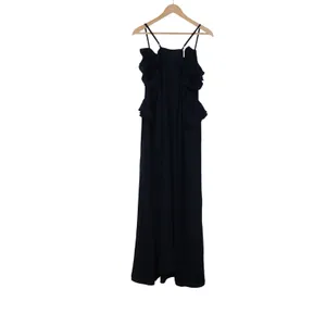Old Navy Maxi Dress Womens L Tall Ruffle Tiered Navy Blue Spaghetti Strap Exc thumbnail 4