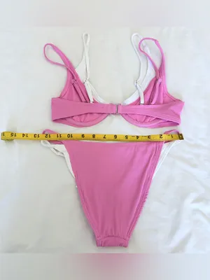 NWT Hollister Strappy Layered Bikini Set - Pink/White - XS thumbnail 7
