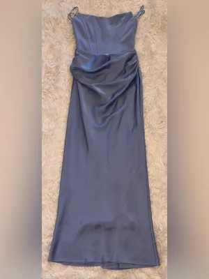 NWOT Betsy & Adam strapless mixed media periwinkle blue gown Sz 4 thumbnail 4