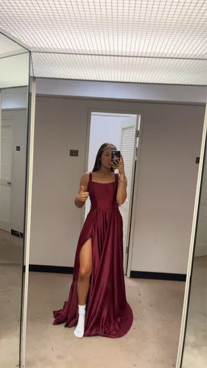 Slit Maroon Dress Red Size 4 thumbnail 5