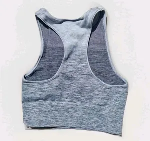 Lululemon Seamless Crop Tank Sports Bra Heather Grey High Neck Racerback Cropped thumbnail 2