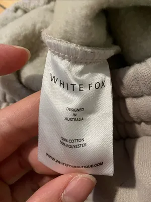 White Fox Vol. 3 Beige Taupe Wide Leg Sweatpants White Logo Size Medium thumbnail 3