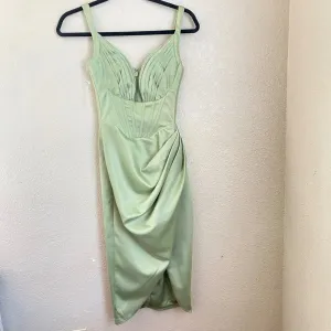 HOUSE OF CB FAYE PISTACHIO SATIN CORSET MIDI DRESS NWOT size‎ XS thumbnail 6