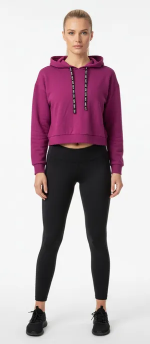 Savvi Purple Ribbed Long Sleeve Cutout Back Hoody Sporty Athletic Sweater M thumbnail 1