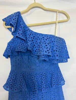 Lilly Pulitzer Dress Josey Eyelet White Cotton Ruffle One-Shoulder thumbnail 4