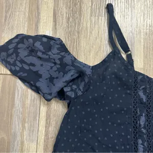 Abercrombie & Fitch Navy Blue Floral Cold Shoulder Boho Top Size XS thumbnail 6