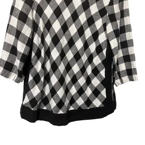 J Jill Womens Gingham Linen Top L Black White Checkered Relaxed Fit Classic‎ thumbnail 3