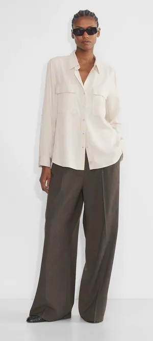 Aritzia Babaton Utility Shirt Matte Pearl Small thumbnail 1