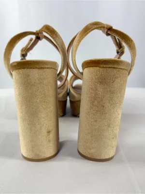 Steve Madden Lourdes Velvet‎ Platform Sandals in Gold Size 9.5 thumbnail 5