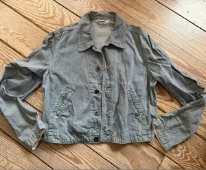 Agolde vintage-style blue hickory stripe jacket size S - stain on sleeve in pic thumbnail 1