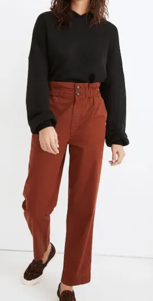Madewell High Rise Paperbag Waist Cropped Pants Rust Red Size 2 thumbnail 1