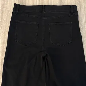 Spanx Cropped Flare Raw Hem Black Denim Jeans Size Large thumbnail 7