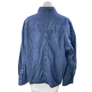 Zara Women's Blue Long Sleeve Chest Pocket Career Button Down Shirt Top Size M thumbnail 3