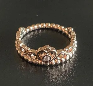 Rose Gold Heart Crown Ring Size 8 thumbnail 2