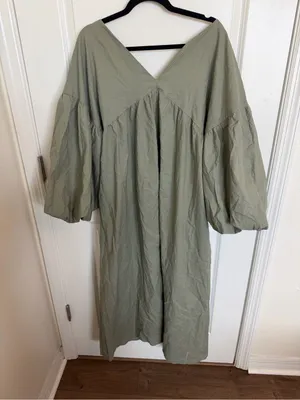 NWT Mare Mare Bubble-Sleeve Lace-Up Midi Dress L thumbnail 5