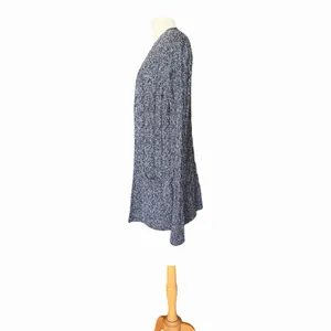 Be Fabulous Cable Knit Cardigan XS Gray Black Open Front Longline Pocket Sweater thumbnail 6