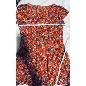 B-O-G Collective Orange Floral Button Front Lace Up‎ Back Mini Dress Small thumbnail 14